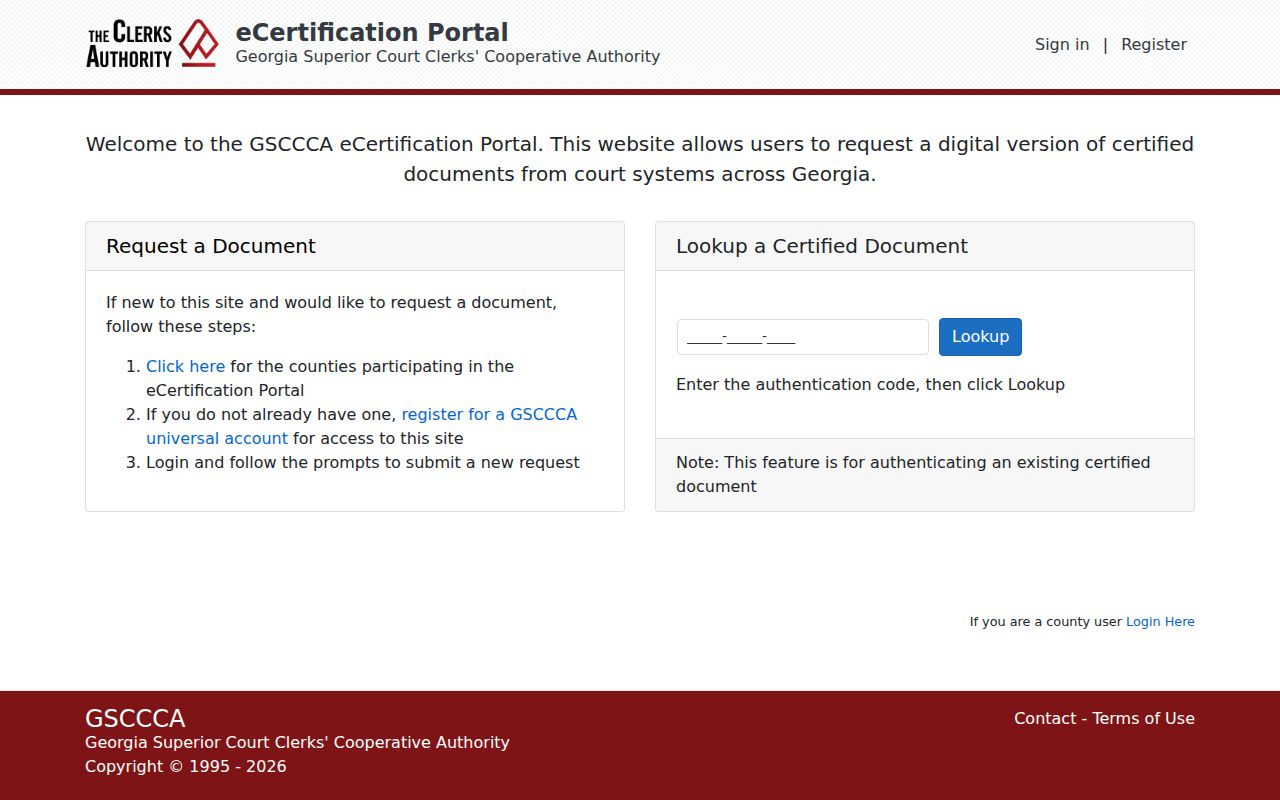 Jasper County court records eCertification portal