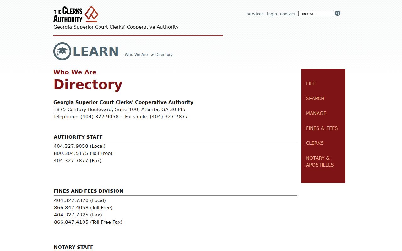 Georgia statewide clerk directory used to locate Jasper records