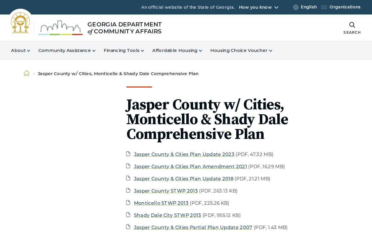 Monticello court docket local context in the Jasper comprehensive plan