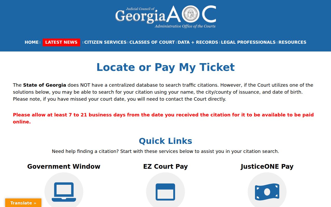Jasper County traffic ticket lookup guidance from Georgia Courts