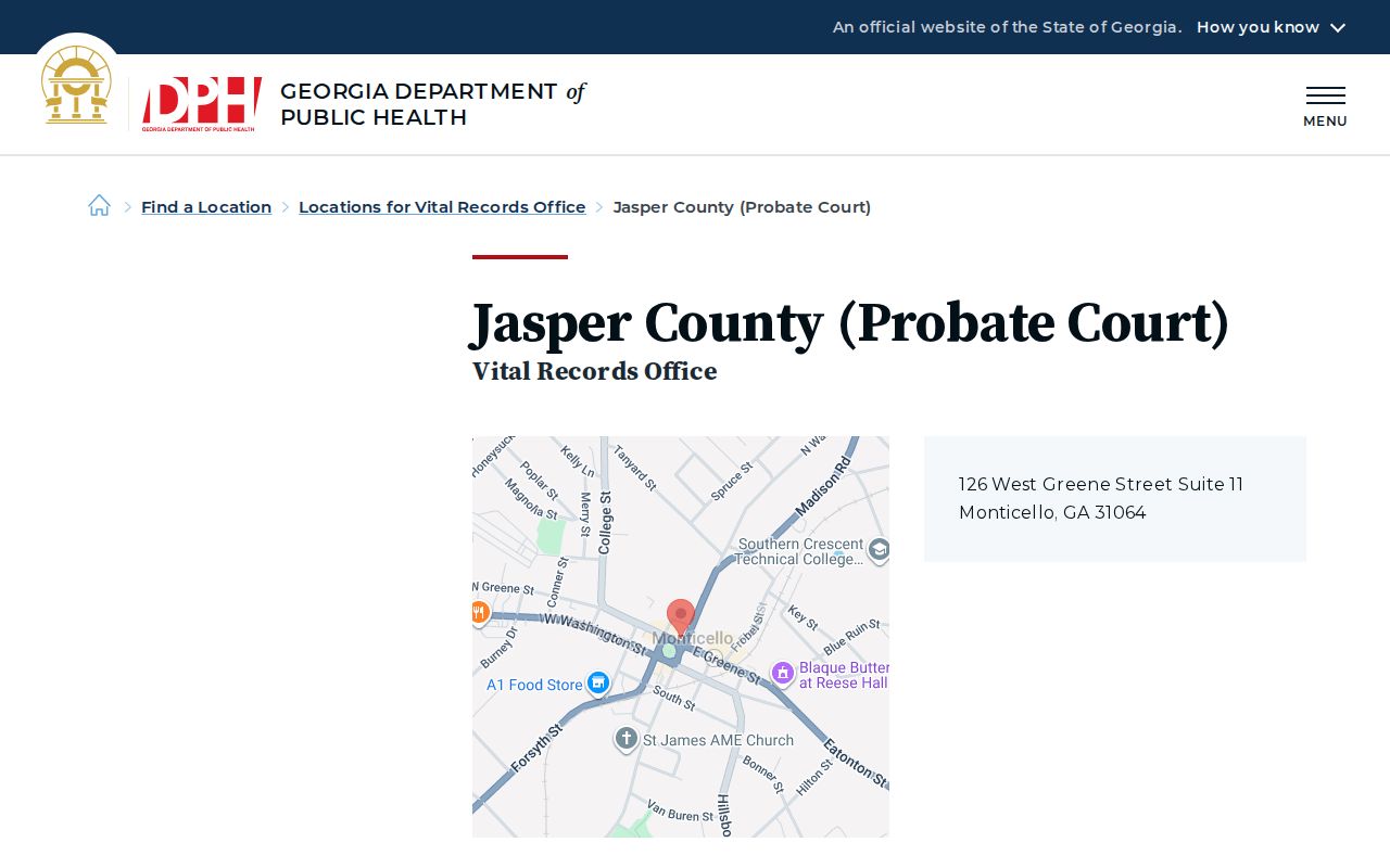 Jasper County Probate Court contact for traffic court records